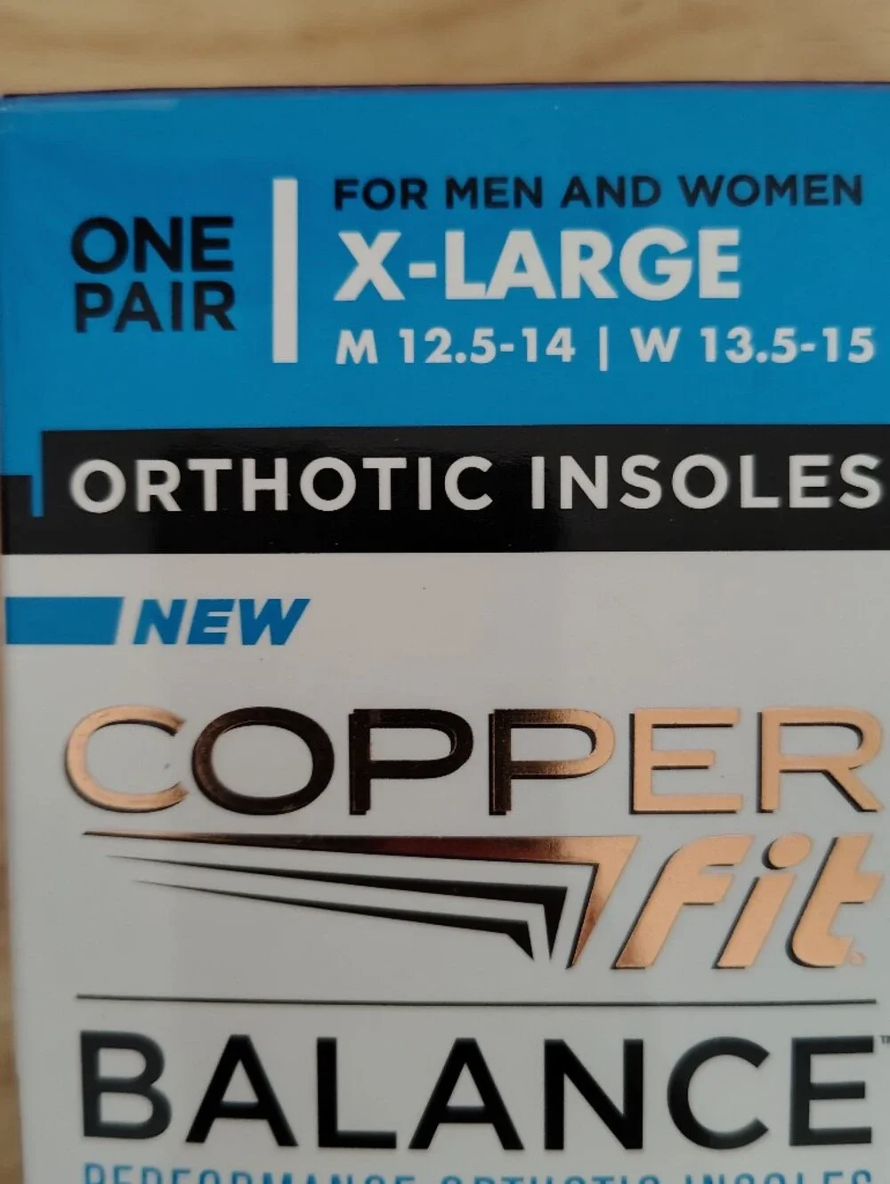 New Copper Fit Balance Performance Orthotic Insoles - Size X-Large (See Pics)